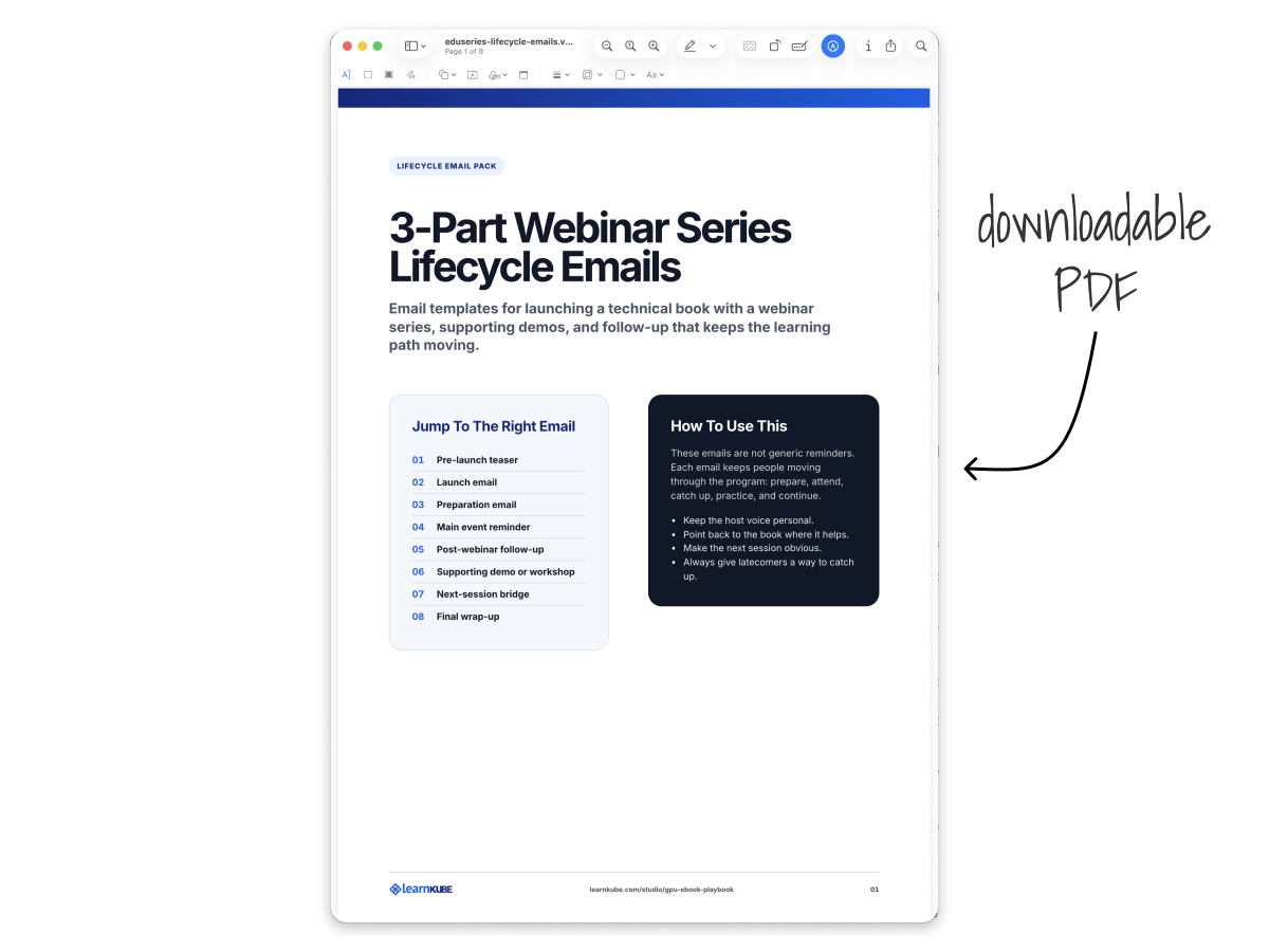 A downloadable set of lifecycle email templates